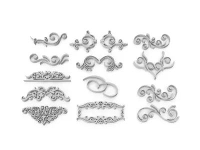 Ornate Swirls 04 Set  3D model