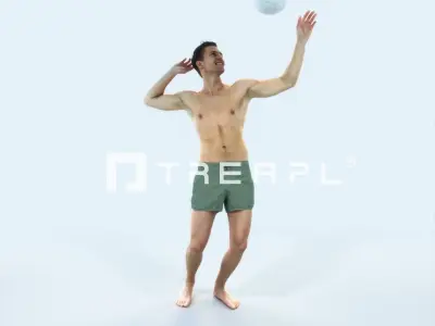 Virtue 04H Beach Serving Sports Man Low-poly 3D model