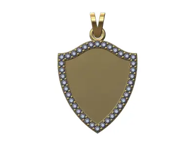 Diamond shield memory pendant with bail 3D print model