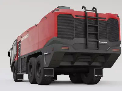 Airport Fire Engine 6X6 - Rosenbauer Panther Style - Generic Low-poly 3D model
