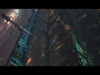 Cyberpunk Futuristic Structures Set 21 Assets  Low-poly 3D model