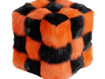 Pouf Cube colored fur 3D model