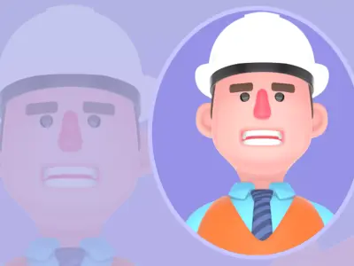 Stylized 3D Male Architect Character - Cartoon Finger Gun Pose 3D model