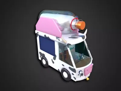 Asset - Cartoons - Food Car Milk 3D model
