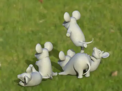 mouse group of mice on grassy field 3D print model