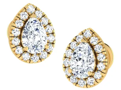 Solitaire Women Stud Earring 3dm STL OBJ FBX Render Details 3D print model order