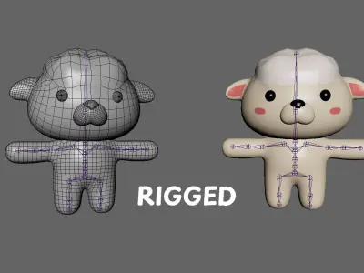 Chubby Sheep Animated for Games Low-poly 3D model