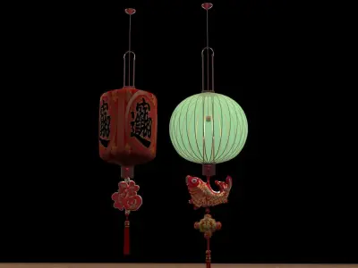 Chinese  red  lantern   3D model purchase