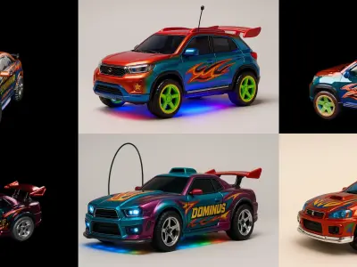 Controled Car bundle 7 pack 100 glb 3D model