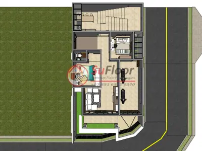 House 7x15m code 492- Sketchup 3D model 3D model 3D model