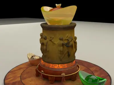 Chinese display stand with  pencil holder and yuanbao  3D model