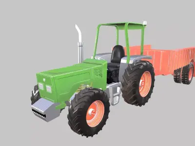 Tractor Trolley Low-poly 3D model