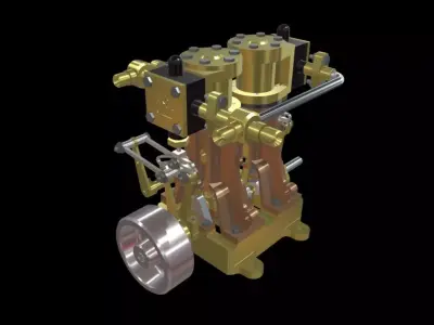 Steam engine 3D model