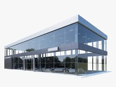 car dealership Low-poly 3D model