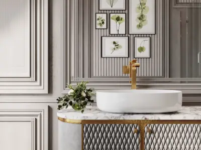 Bathroom luxury with gold accents 3D model