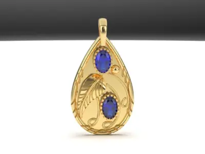 leaf natural gem stone pendant  3D print model
