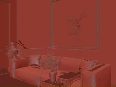 interior modern living room with walls 3D model