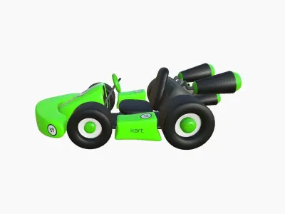 Cartoon Kart C04 Green - Vehicle Racing Design Low-poly 3D model