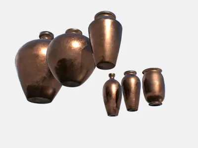 Old Copper Jars pack 1 Low-poly 3D model