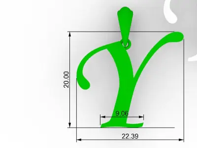 Letter Y NECKLACE pendant 3D print model