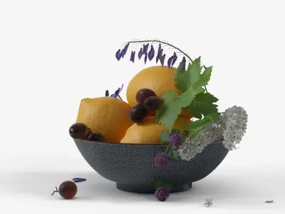 Bowl with lemons 3D model