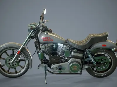 Harley Davidson 1977 fxs LowRider motorcycle Low-poly 3D model
