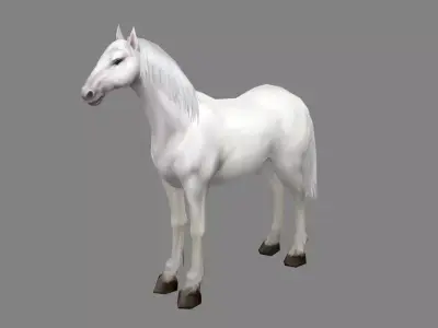 A white horse Low-poly 3D model