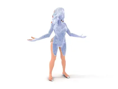 Redhead Female Swimsuit Model  Rigged and Animated Low-poly 3D model