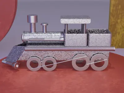 Locomotive metal art Low-poly 3D model