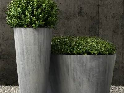 Restoration Hardware estate zinc round planters 3D model