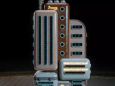 SCIFI ATOMPUNK BUILDING 04 Low-poly 3D model