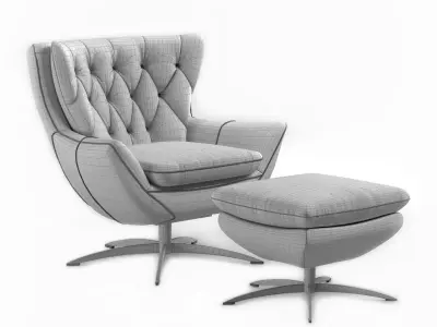 Pottery Barn Wells Swivel Armchair 3D model