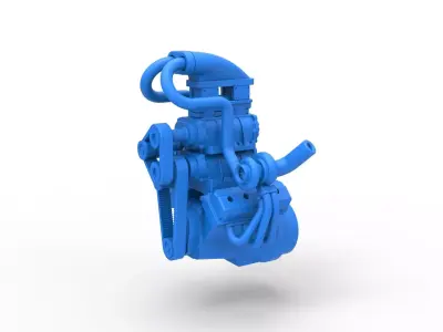 Twin turbo supercharged V8 Engine Version 4 Scale 1 to 25 3D print model