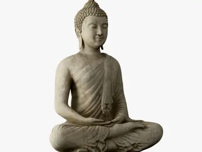 Thai Buddha statue Low-poly 3D model