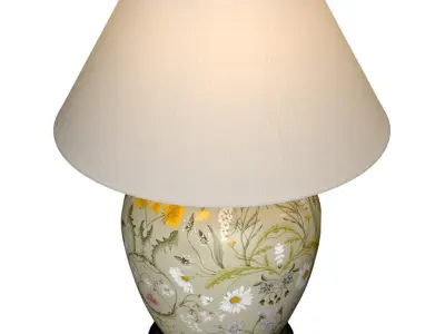  Floral European Nightstand Ginger Jar Chinese Table lamp 3D model