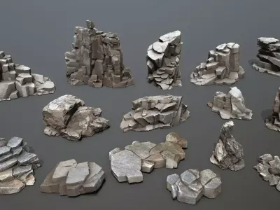 cliff rocks Low-poly 3D model