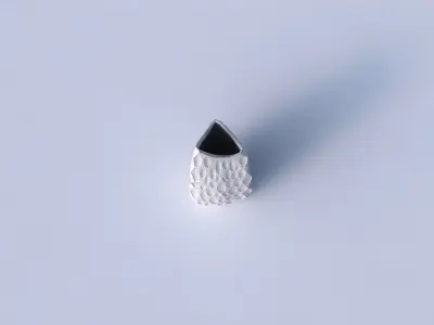 Vase curved tipping triangle 2 with crystal dents 3D print model
