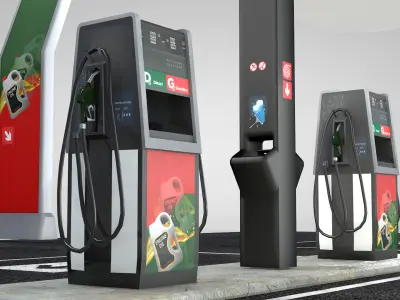 Building - Gas Station and Store 3D model