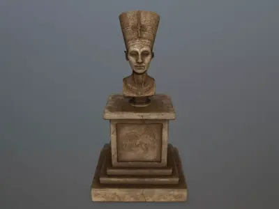 Nefertiti wooden trophy Low-poly 3D model