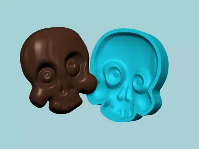Halloween Molding A07 Skull - Chocolate Silicone Mold 3D print model