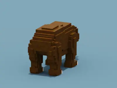 Voxel Bear Low-poly 3D model