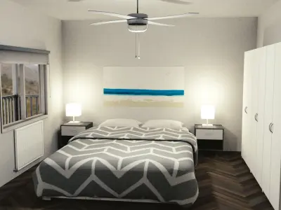 Motel with interior Low-poly 3D model