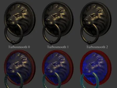 Lion Head Door Knocker Low-poly 3D model