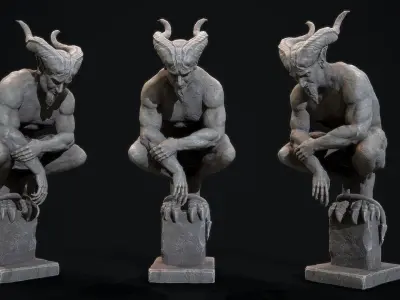 Demon Statue  Low-poly 3D model