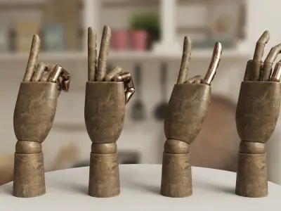 Wood Hand Mannequin Low-poly 3D model