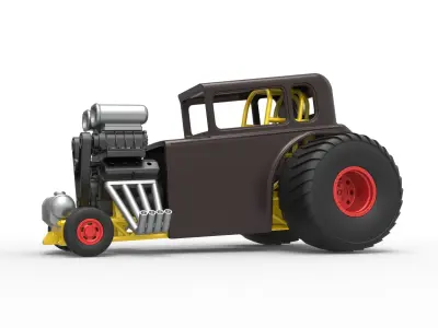 Mini Rod pulling tractor 5 Scale 1 to 25 3D print model