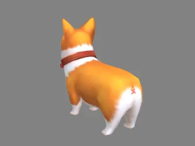 Cartoon Corgi - Yellow puppy dog Low-poly 3D model