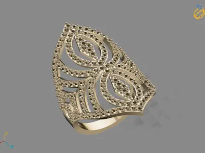 Vintage Womens Diamond Ring Women Rings 3dmodels 3D print model 3D print model 8