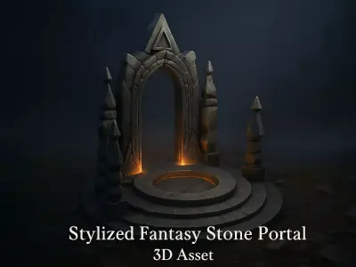 Stylized Dark Magic Portal Platform Game Asset 3D model