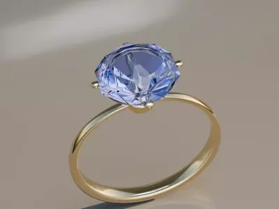 Elegant Gemstone Ring with Crown Prong Setting 3D print model